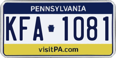 PA license plate KFA1081