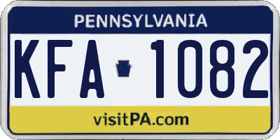 PA license plate KFA1082