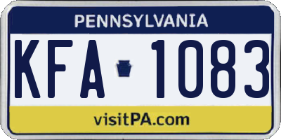PA license plate KFA1083
