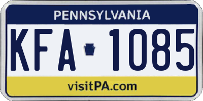 PA license plate KFA1085