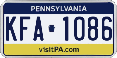 PA license plate KFA1086