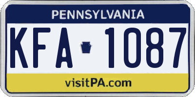 PA license plate KFA1087