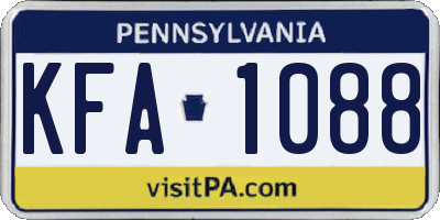 PA license plate KFA1088
