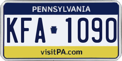 PA license plate KFA1090