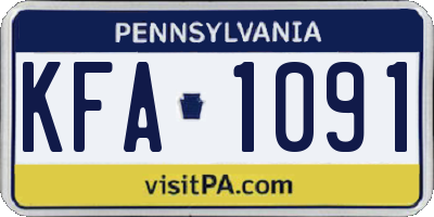 PA license plate KFA1091