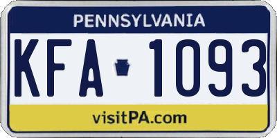 PA license plate KFA1093