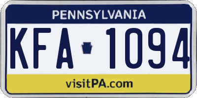 PA license plate KFA1094