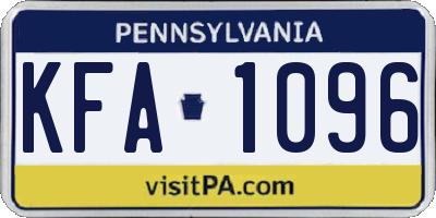PA license plate KFA1096