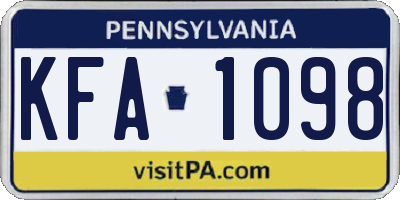 PA license plate KFA1098