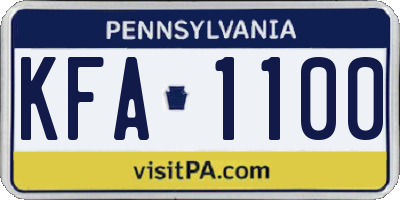 PA license plate KFA1100