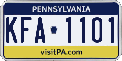 PA license plate KFA1101