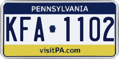 PA license plate KFA1102