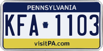 PA license plate KFA1103