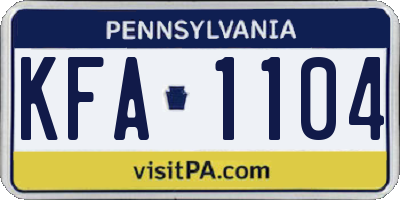 PA license plate KFA1104