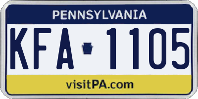 PA license plate KFA1105