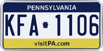 PA license plate KFA1106