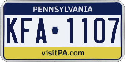 PA license plate KFA1107