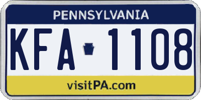 PA license plate KFA1108