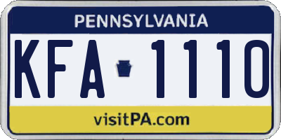 PA license plate KFA1110