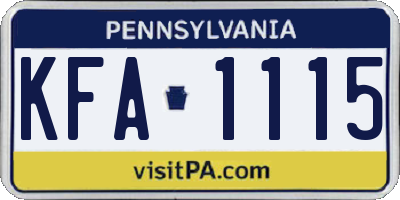PA license plate KFA1115