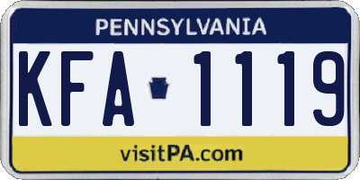 PA license plate KFA1119