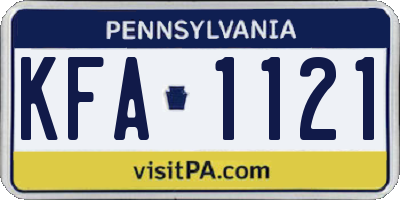 PA license plate KFA1121