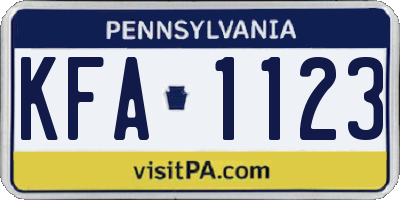 PA license plate KFA1123