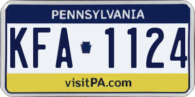 PA license plate KFA1124