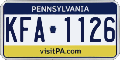 PA license plate KFA1126