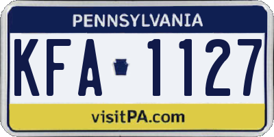 PA license plate KFA1127
