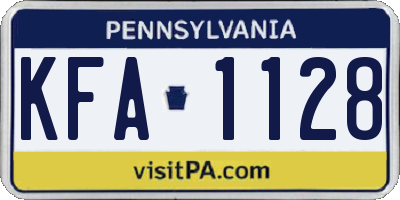 PA license plate KFA1128