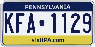 PA license plate KFA1129