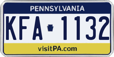 PA license plate KFA1132