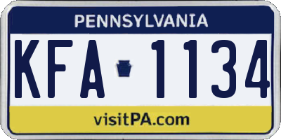 PA license plate KFA1134