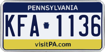 PA license plate KFA1136
