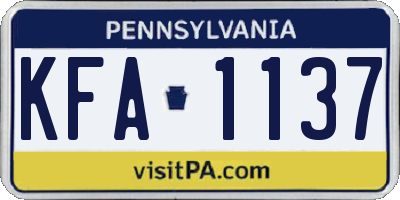 PA license plate KFA1137