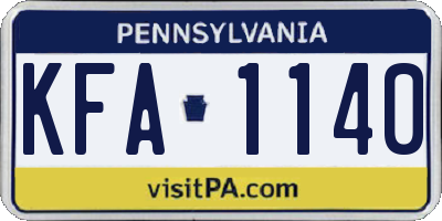 PA license plate KFA1140