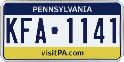 PA license plate KFA1141