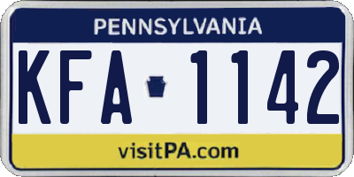 PA license plate KFA1142