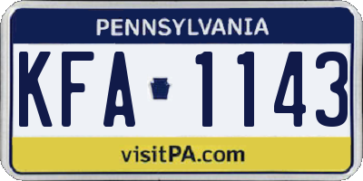 PA license plate KFA1143