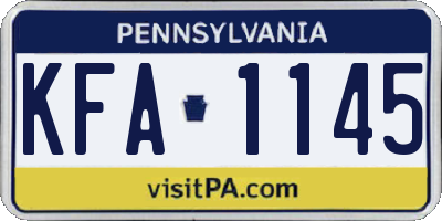 PA license plate KFA1145