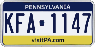PA license plate KFA1147