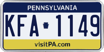 PA license plate KFA1149
