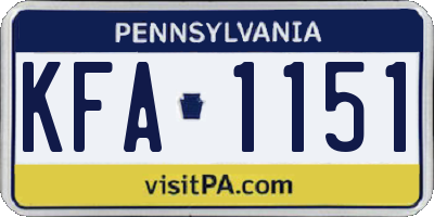 PA license plate KFA1151