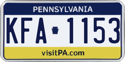 PA license plate KFA1153