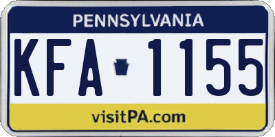 PA license plate KFA1155