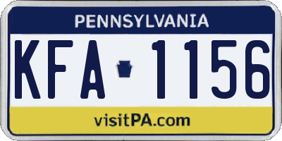 PA license plate KFA1156