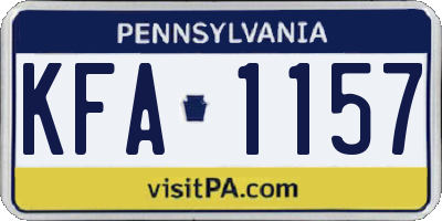 PA license plate KFA1157