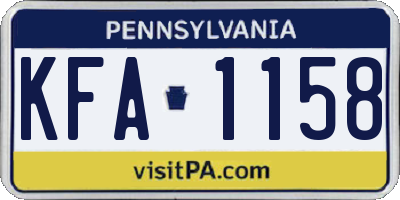 PA license plate KFA1158