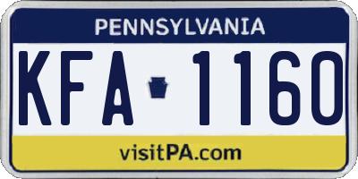 PA license plate KFA1160